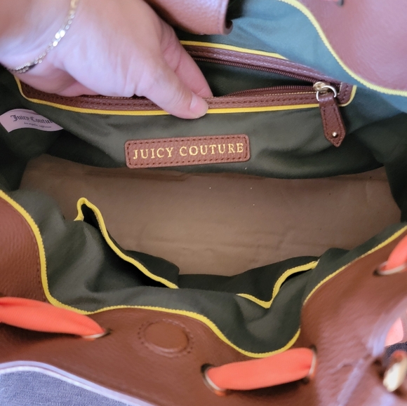 Y2K Juicy Couture Velour Daydreamer Malibu Palm Tree Bag in Orange/Brown RARE - Picture 8 of 9